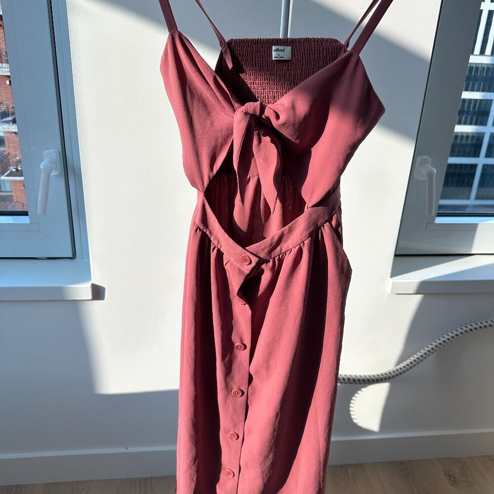 Aritizia Wilfred Adelia Midi Dress with front cutout Size 4